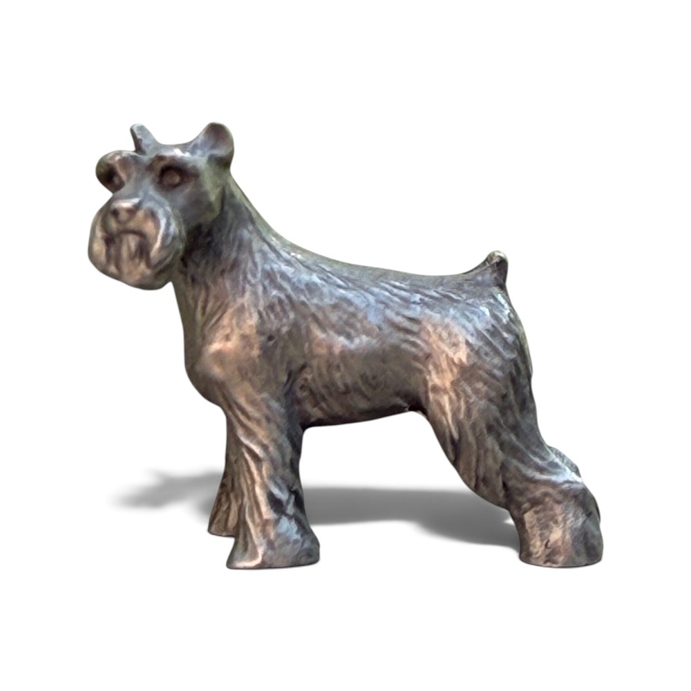 Rawcliffe Schnauzer Figurine 1982 Vintage Pewter Silver Tone Miniature